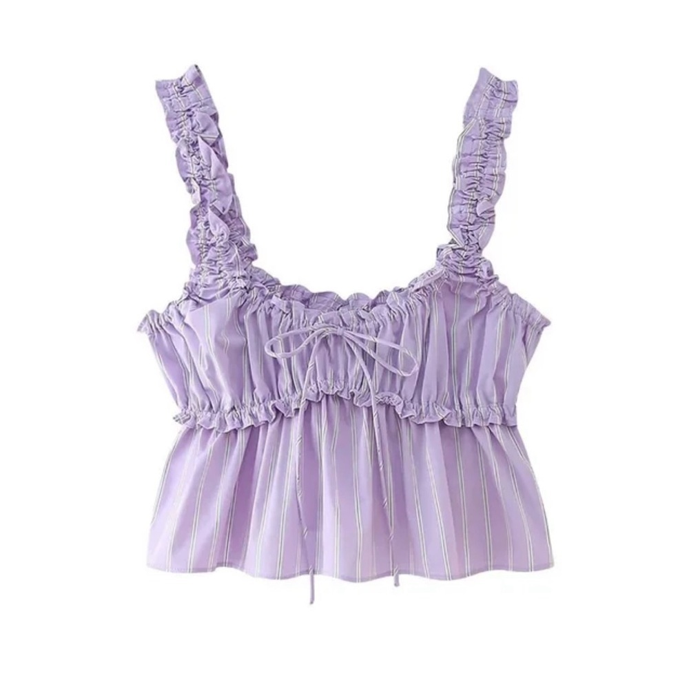 Zara Purple Ruffled Crop Top